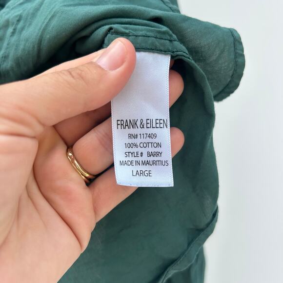 Frank & Eileen Barry Button Up Cotton Moss Army Olive Green Large Shirt - Picture 7 of 8